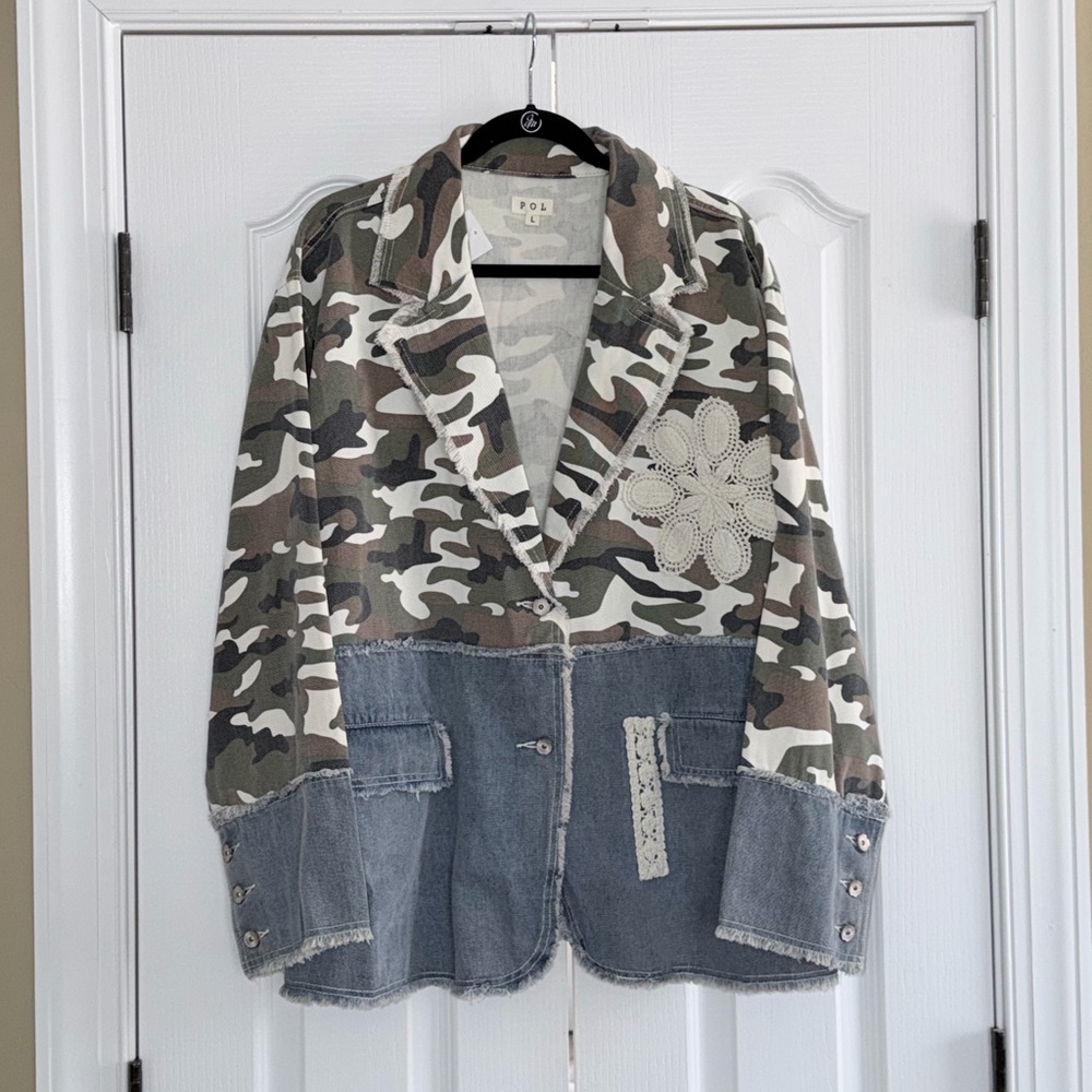 NWT: POL Camouflage and Denim Jacket - Picture 3 of 14